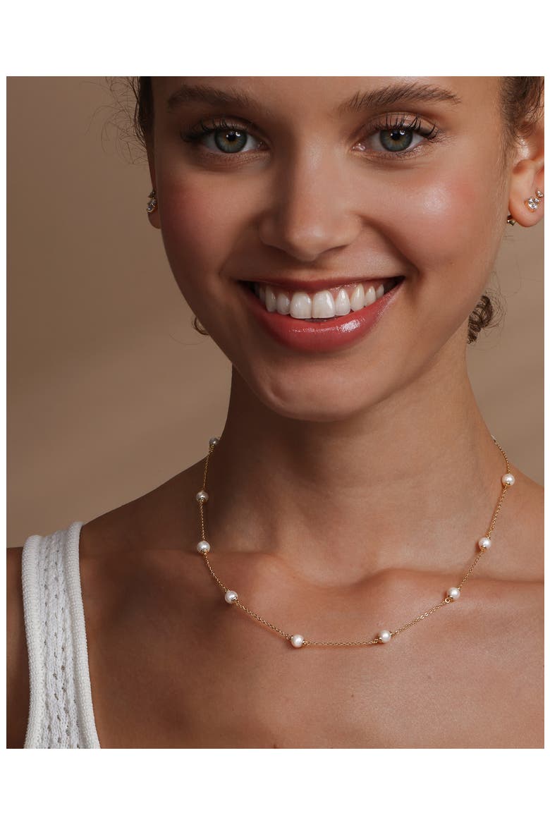 Faux Pearl Infinity Necklace, Alternate, color, GOLD