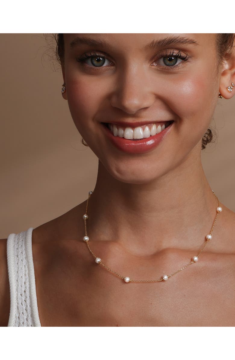 Melinda Maria Faux Pearl Infinity Necklace, Alternate, color, Gold