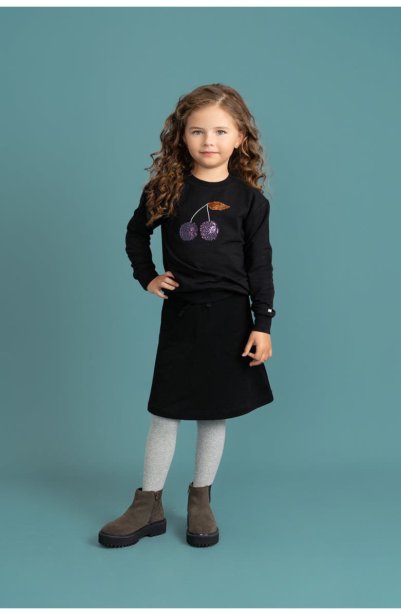 So Loved Cherry Print French Fleece Sweatshirt, Alternate, color, Black