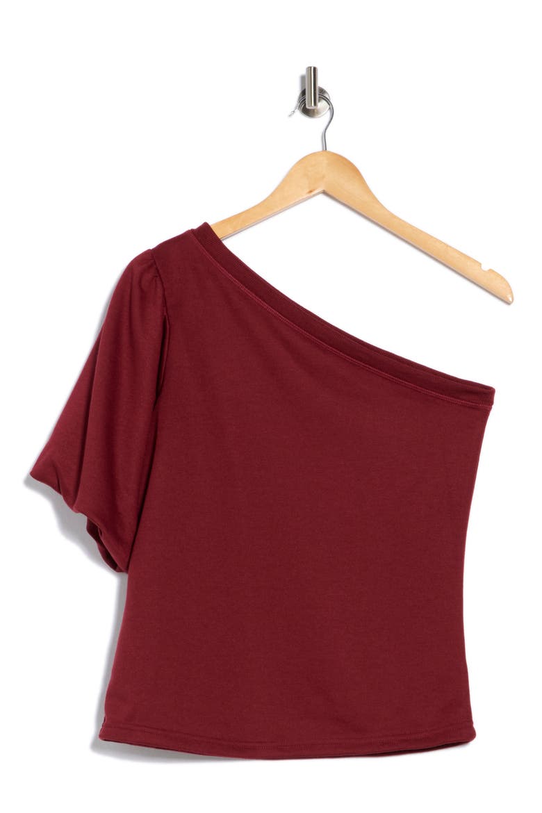 Joylyn One Shoulder Top, Alternate, color, CABERNET