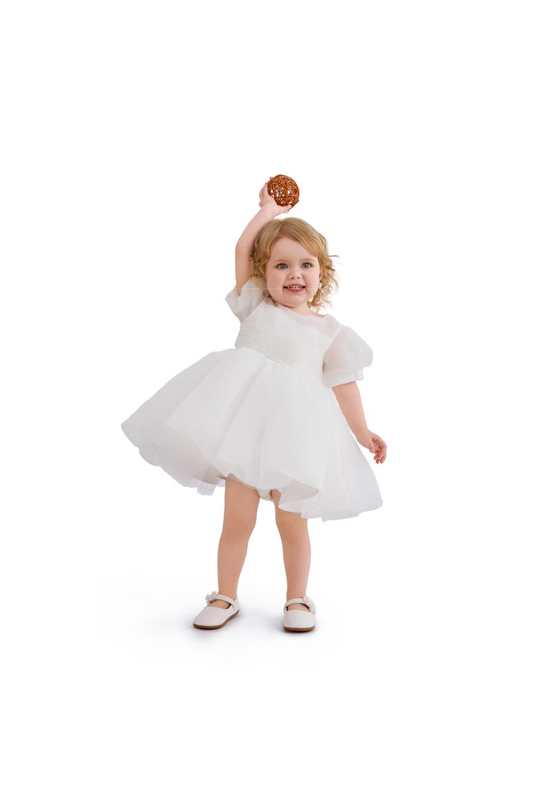 Puff-Sleeve Party Dress, Alternate, color, Ivory