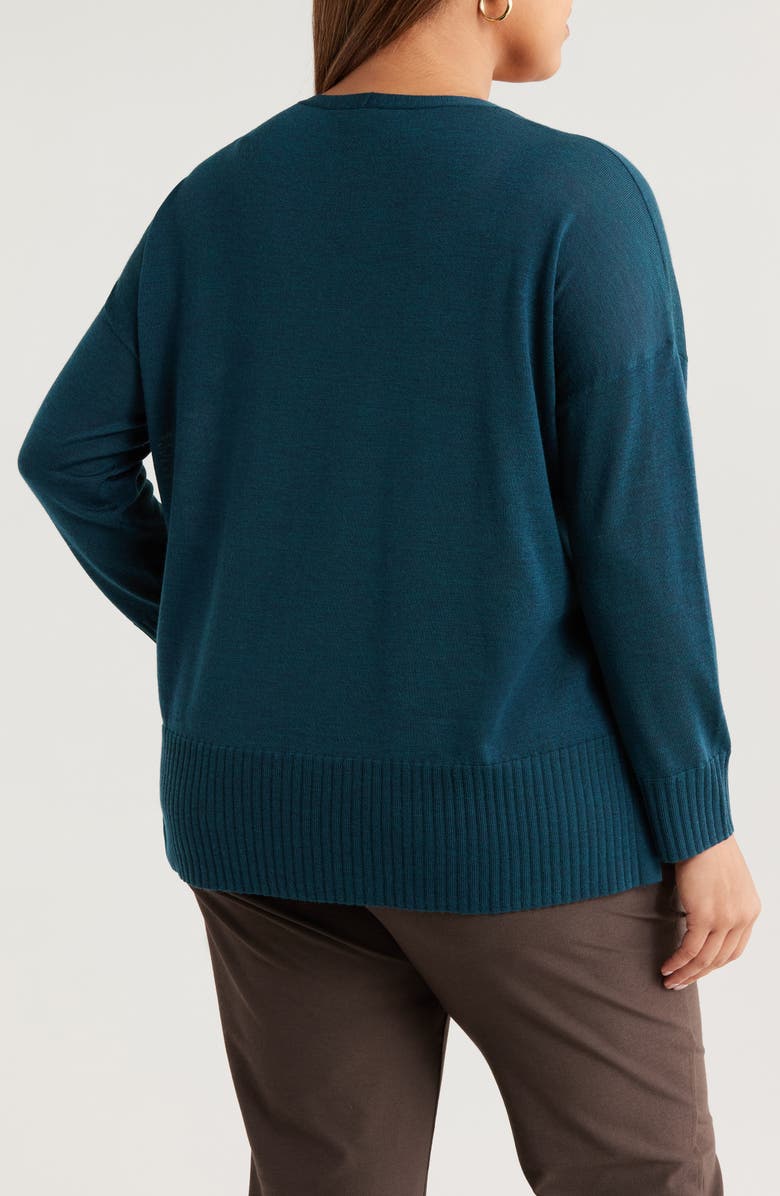 Eileen Fisher V-Neck Merino Wool Sweater, Alternate, color, Blue Spruce