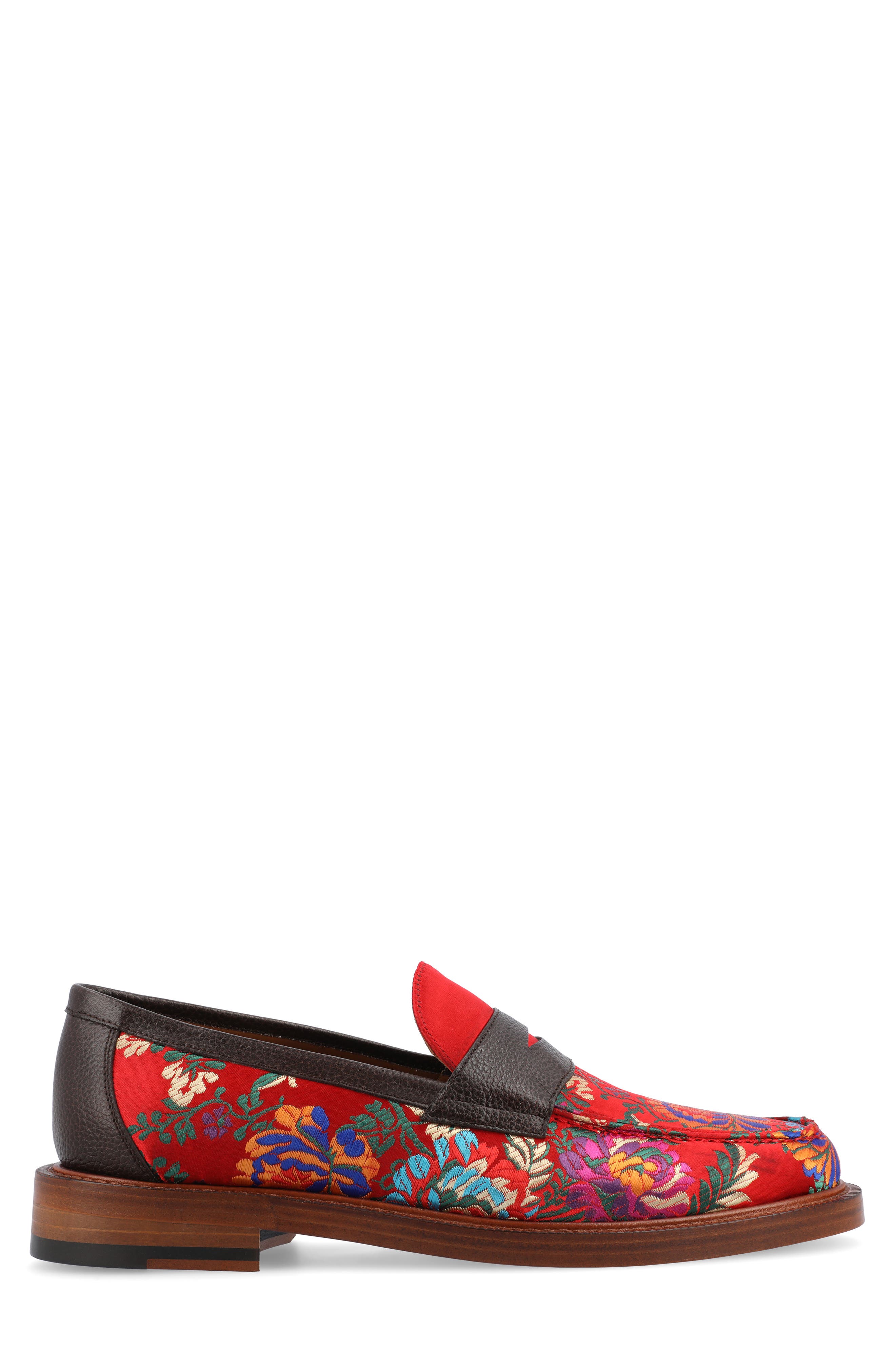 TAFT The Fitz Floral Brocade Penny Loafer, Alternate, color, 