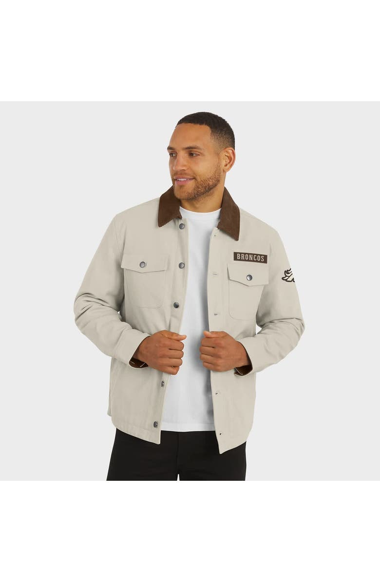 Darius Rucker Collection by Fanatics Men's NFL x Darius Rucker Collection by Fanatics Tan Denver Broncos Midweight Canvas Full-Button Jacket, Alternate, color, Tan