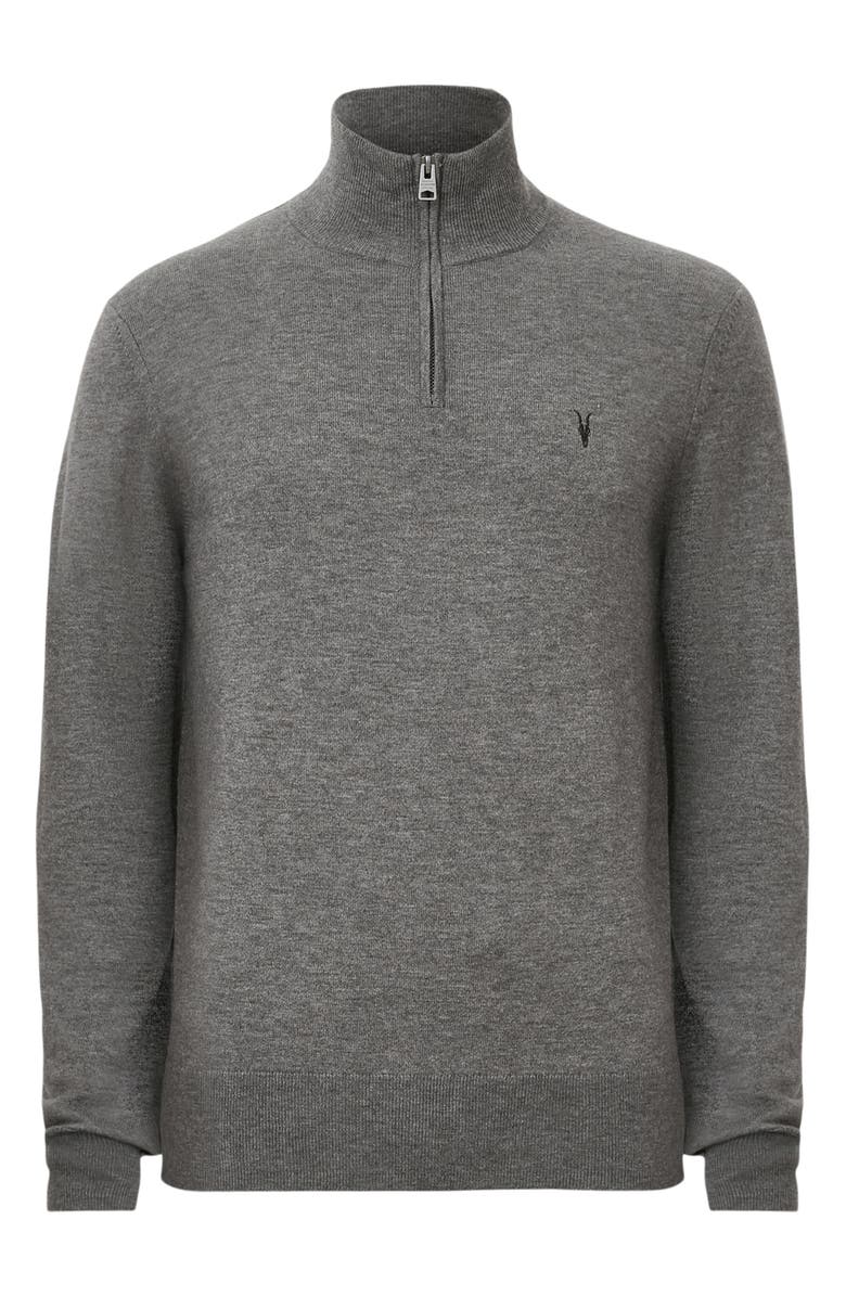 AllSaints Kilburn Funnel Neck Wool Blend Quarter Zip Sweater, Alternate, color, Monument Grey