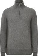 AllSaints Kilburn Funnel Neck Wool Blend Quarter Zip Sweater