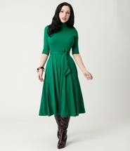 Unique Vintage 1950s Turtleneck Midi Dress