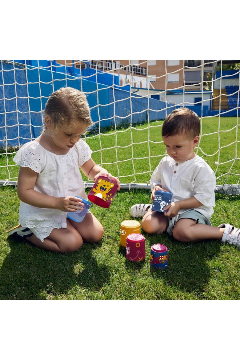 FC Barcelona Soccer Themed Sorting & Stacking Cups Baby Toy, Alternate, color, Red Multi