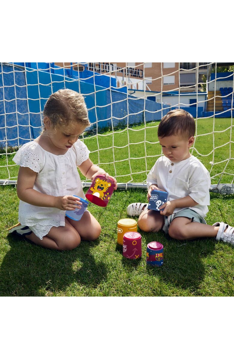 Miniland FC Barcelona Soccer Themed Sorting & Stacking Cups Baby Toy, Alternate, color, Red Multi