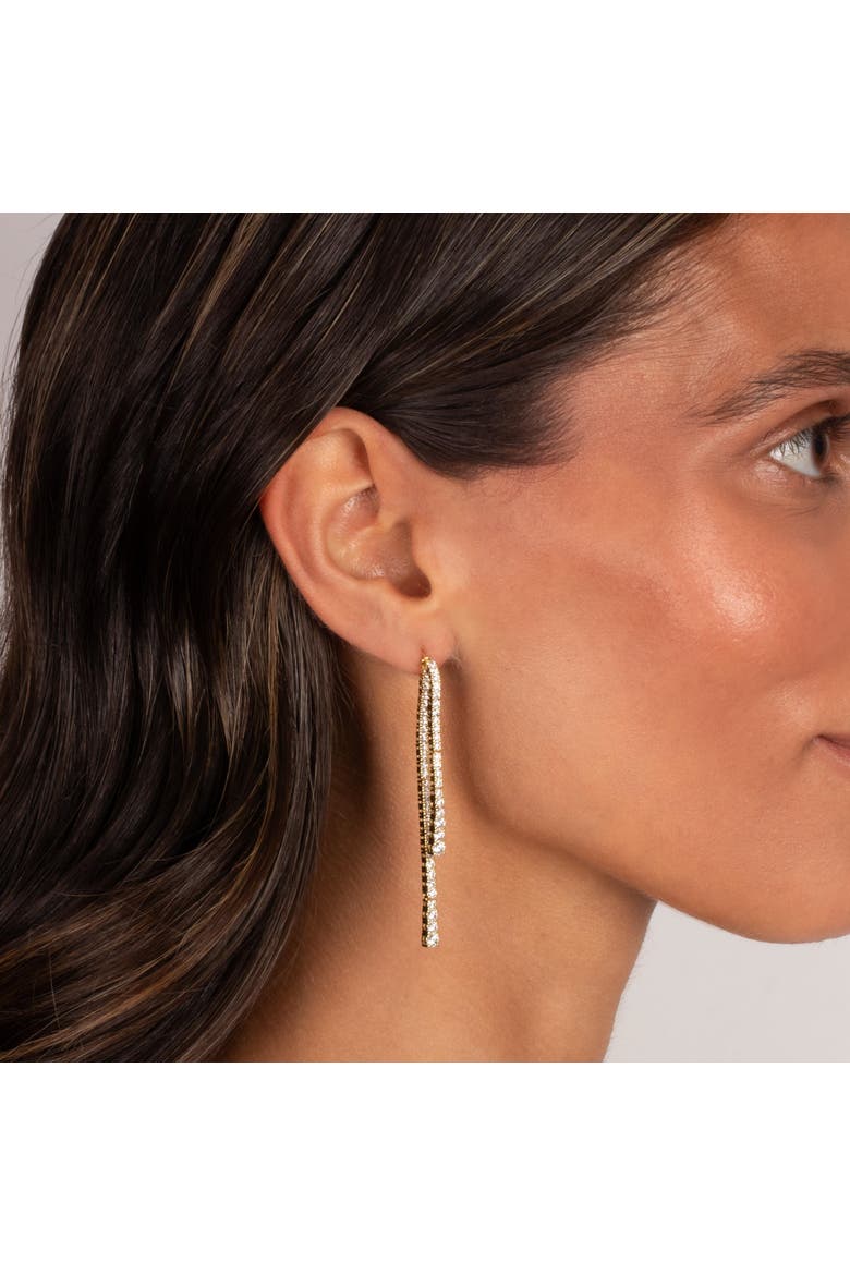CZ Double Graduated Tennis Stud Earring, Alternate, color, Gold