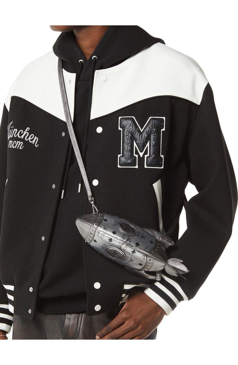 MCM Aren Rocket Crossbody in Visetos, Alternate, color, Silver