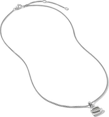 Pavé Initial Pendant Necklace in Sterling Silver with Diamond