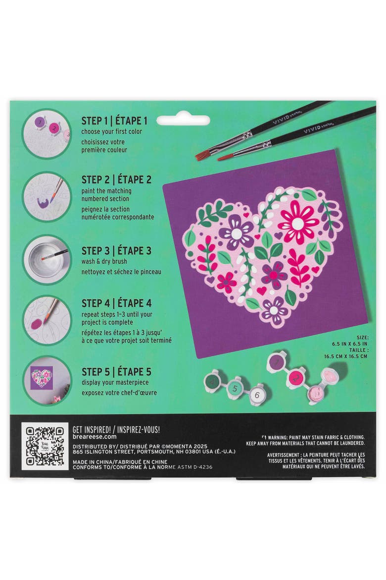 Acrylic Mini Paint By Number Kit, Flower Heart, 6 x 6 Inch, Alternate, color, Multicolored