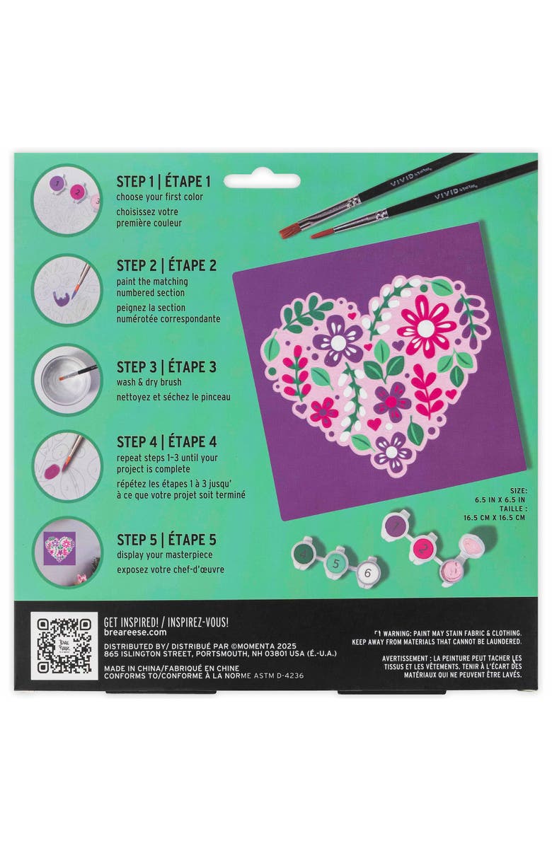Brea Reese Vivid Acrylic Mini Paint By Number Kit, Flower Heart, 6 x 6 Inch, Alternate, color,