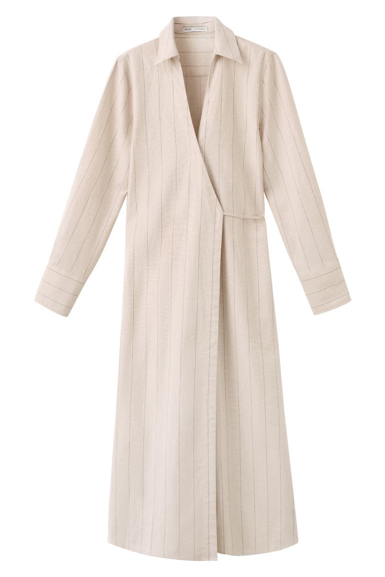 Stripe Wrap Front Shirtdress, Alternate, color, BROWN