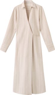MANGO Stripe Wrap Front Shirtdress