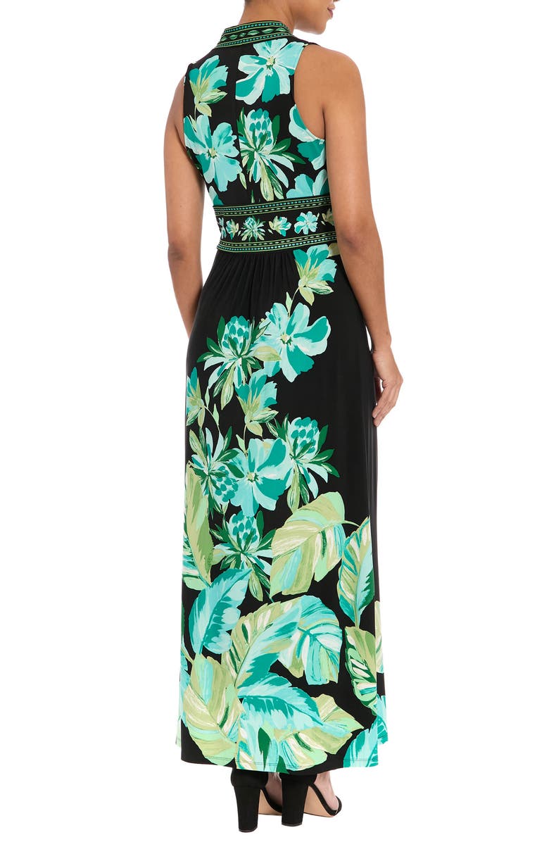 London Times V-Neck Maxi Dress, Alternate, color, Black/Lake Green