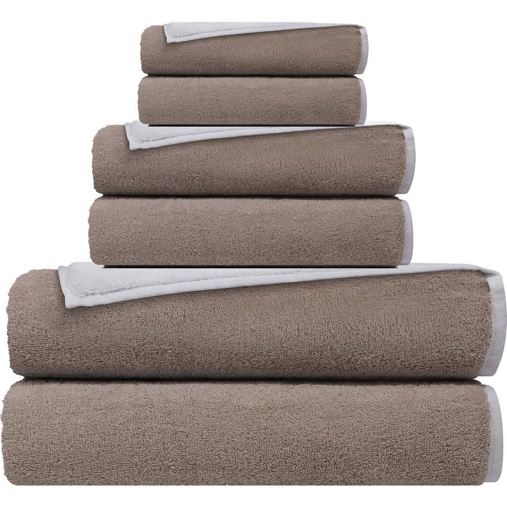 Brooks Brothers Double Face 6-piece Turkish Cotton Towels Set In White Beige