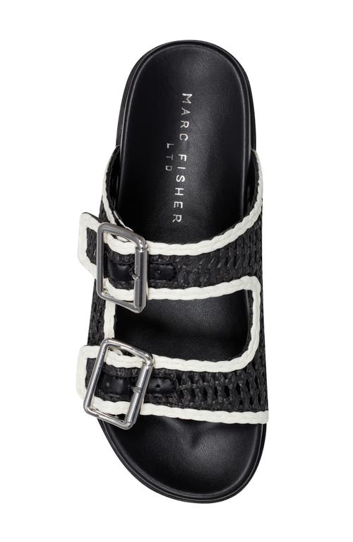 Marc Fisher Ltd Raffia Dual-buckle Sporty Sandals In Black