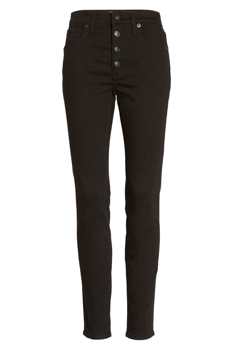 High Waist Skinny Jeans, Alternate, color, BLACK FROST