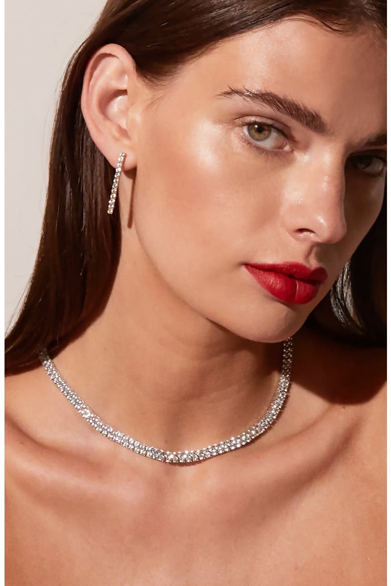 Lab Grown Sapphire Double Row Tennis Necklace, Alternate, color, White