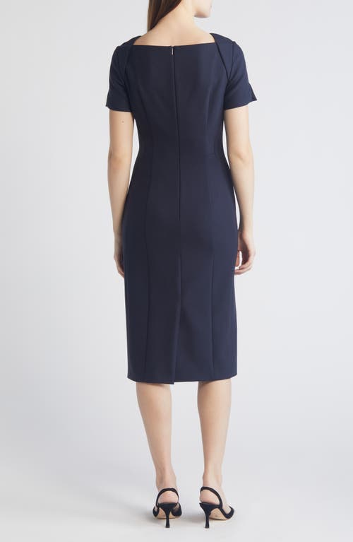 Hugo Boss Boss Daneria Colorblock Square Neck Sheath Dress In Insignia Blue