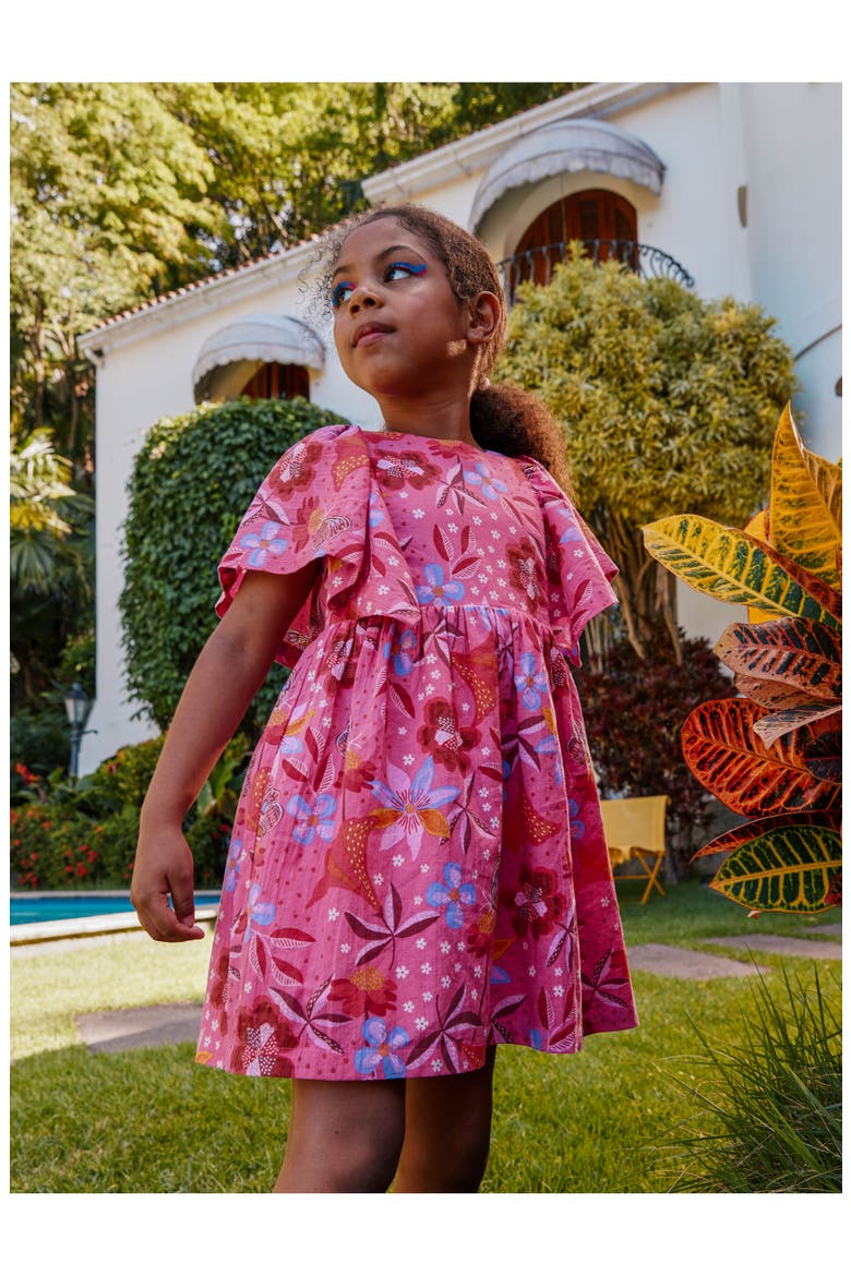 Butterfly Sleeve Twirl Dress, Alternate, color, Brazilian Painted Floral