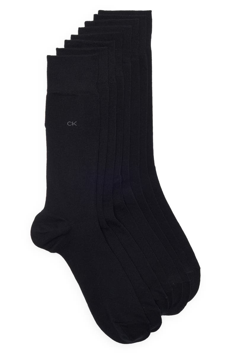 Calvin Klein 4-Pack Knit Dress Socks, Main, color, Black