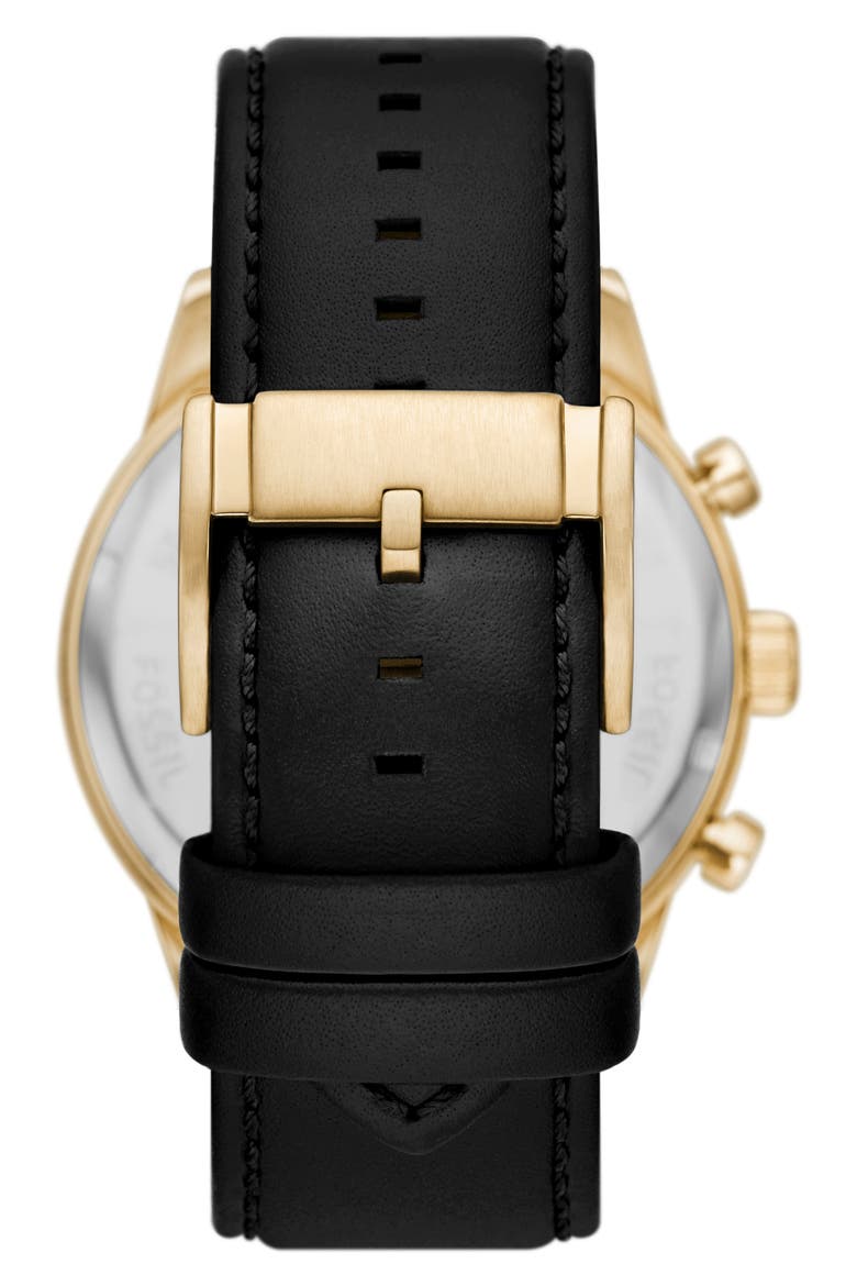 Flynn Leather Strap Chronograph Watch, 48mm, Alternate, color, BLACK/ GOLD