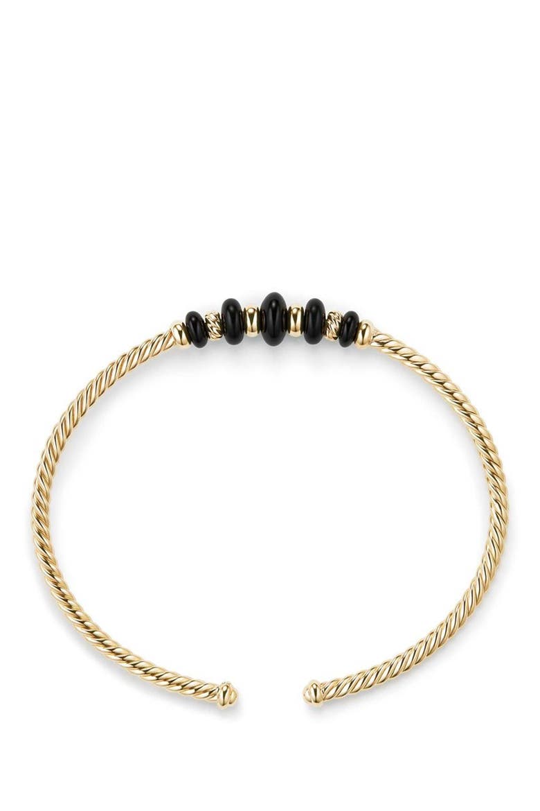 Rio Rondelle 18K Gold Cabled Cuff Bracelet, Alternate, color, GOLD/ BLACK ONYX