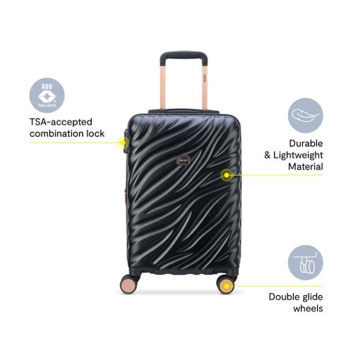 Delsey Paris Alexis Hardside 29-inch Large Checked Expandable Spinner Luggage In Black/rose Gold