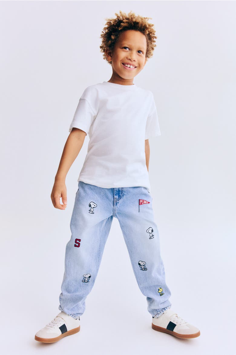 Regular Fit Printed  Jeans, Main, color, Light denim blue/Snoopy