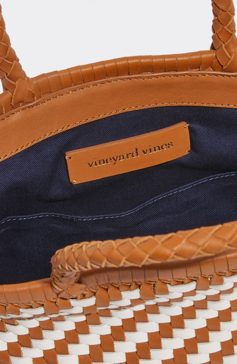 vineyard vines Woven Leather Mini Tote, Alternate, color,