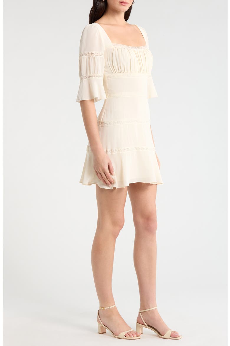 Claribel Lace Inset Bell Sleeve Minidress, Alternate, color, CREAM