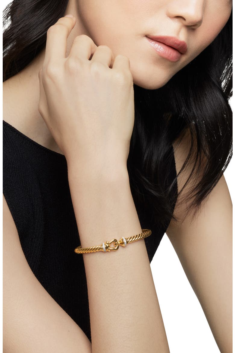 Cable Buckle Bracelet with Diamonds, Alternate, color, GOLD/ DIAMOND