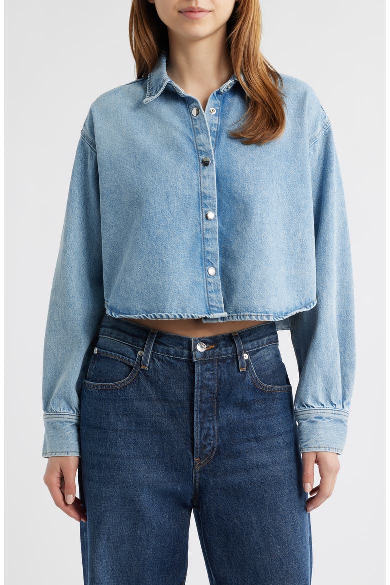 The Swing Crop Denim Shirt, Main, color, FLIGHTLESS
