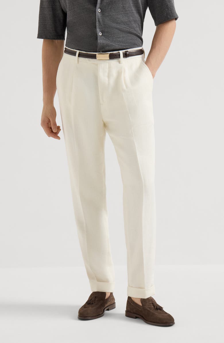 Brunello Cucinelli Trousers with pleats, Alternate, color, Off-White