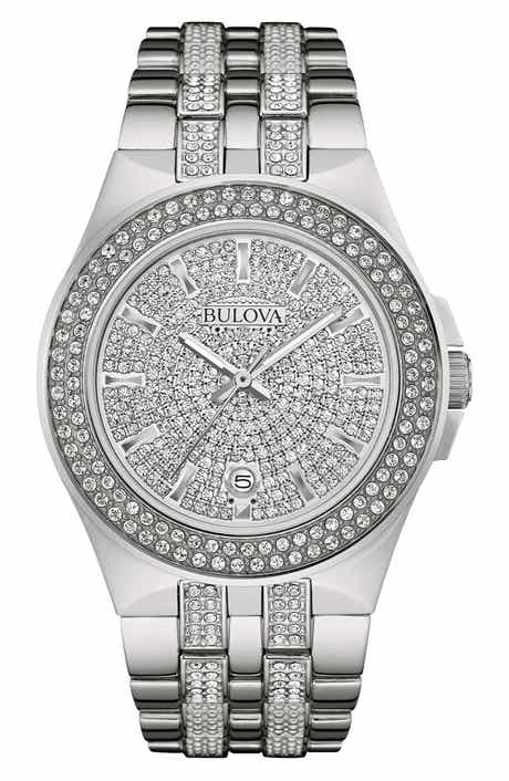 BULOVA Pavé Crystal Bracelet Watch, 42mm