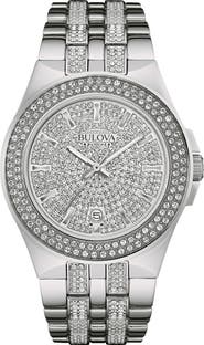 BULOVA Pavé Crystal Bracelet Watch, 42mm