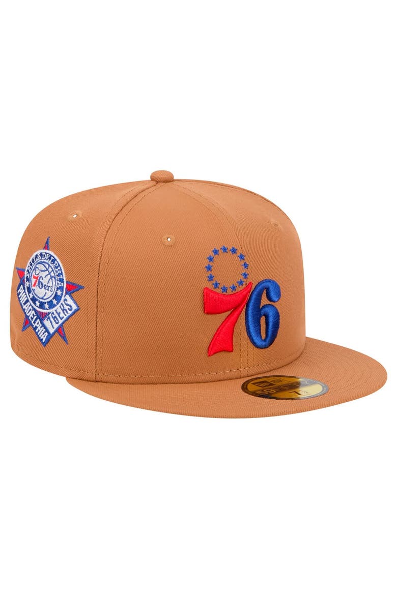 Men's New Era Tan Philadelphia 76ers Color Pack 59FIFTY Fitted Hat, Alternate, color, Tan