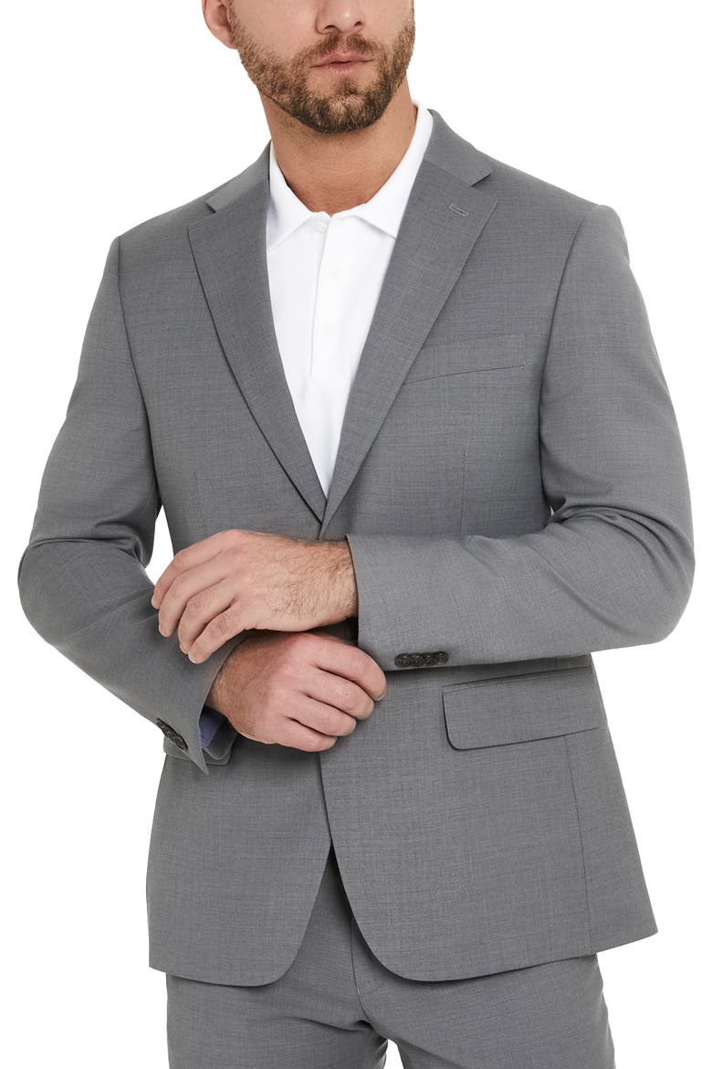 Tommy Sharkskin Two Button Notch Lapel Wool Blend Suit Separates Jacket, Main, color, GREY