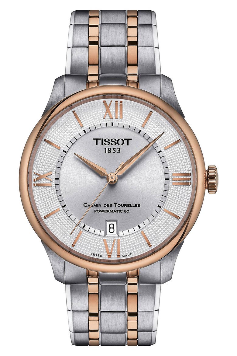 Chemin des Tourelles Powermatic 80 Bracelet Watch, 39mm, Main, color, GREY/ROSE GOLD