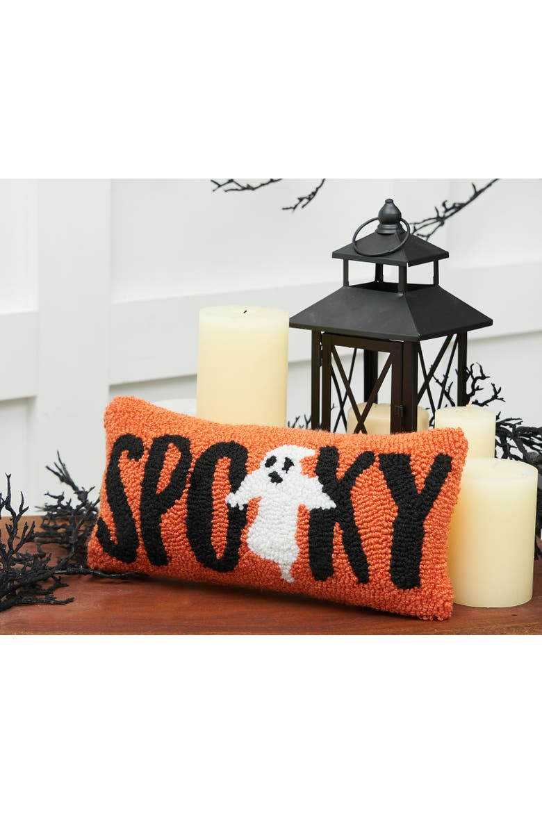 Ghost Halloween Hooked Petite Accent Pillow 6" x 12", Alternate, color, Orange