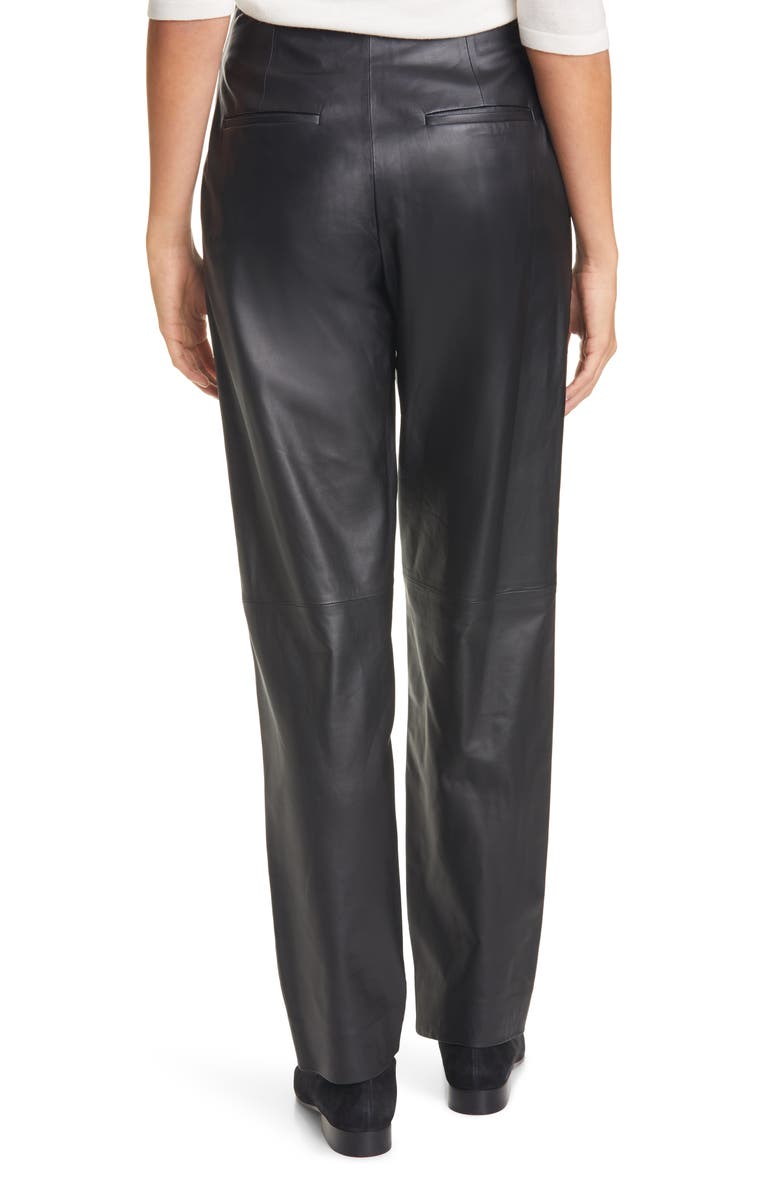 Vince Pleat Front Tapered Leather Trousers, Alternate, color, 