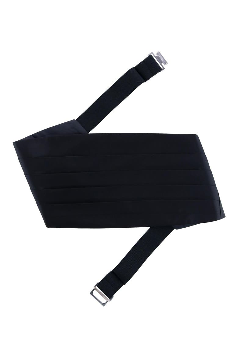 Sutton Solid Silk Cummerbund, Alternate, color, BLACK