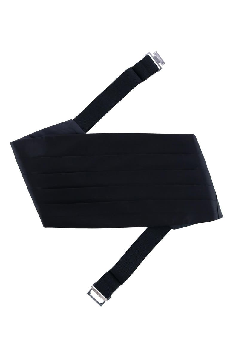 Trafalgar Sutton Solid Silk Cummerbund, Alternate, color, Black