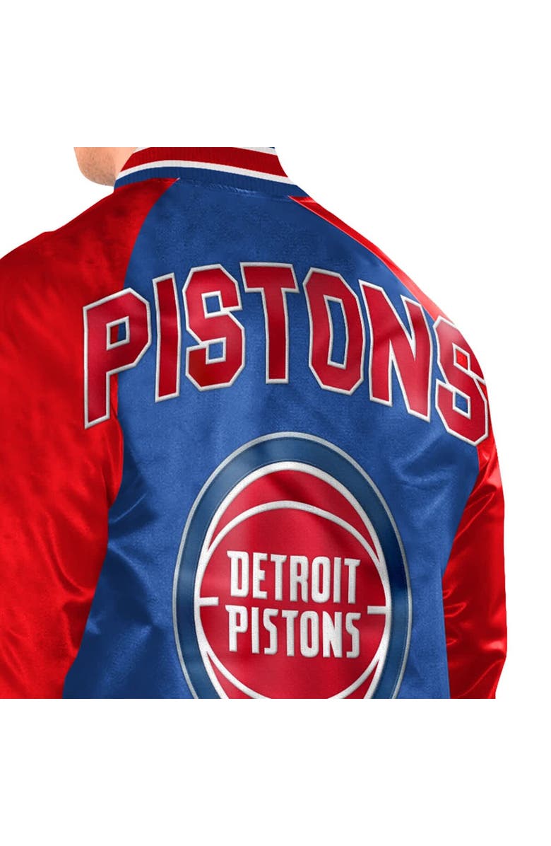 STARTER Men's Starter  Blue/Red Detroit Pistons Inductee Raglan Full-Snap Varsity Jacket, Alternate, color, Blue