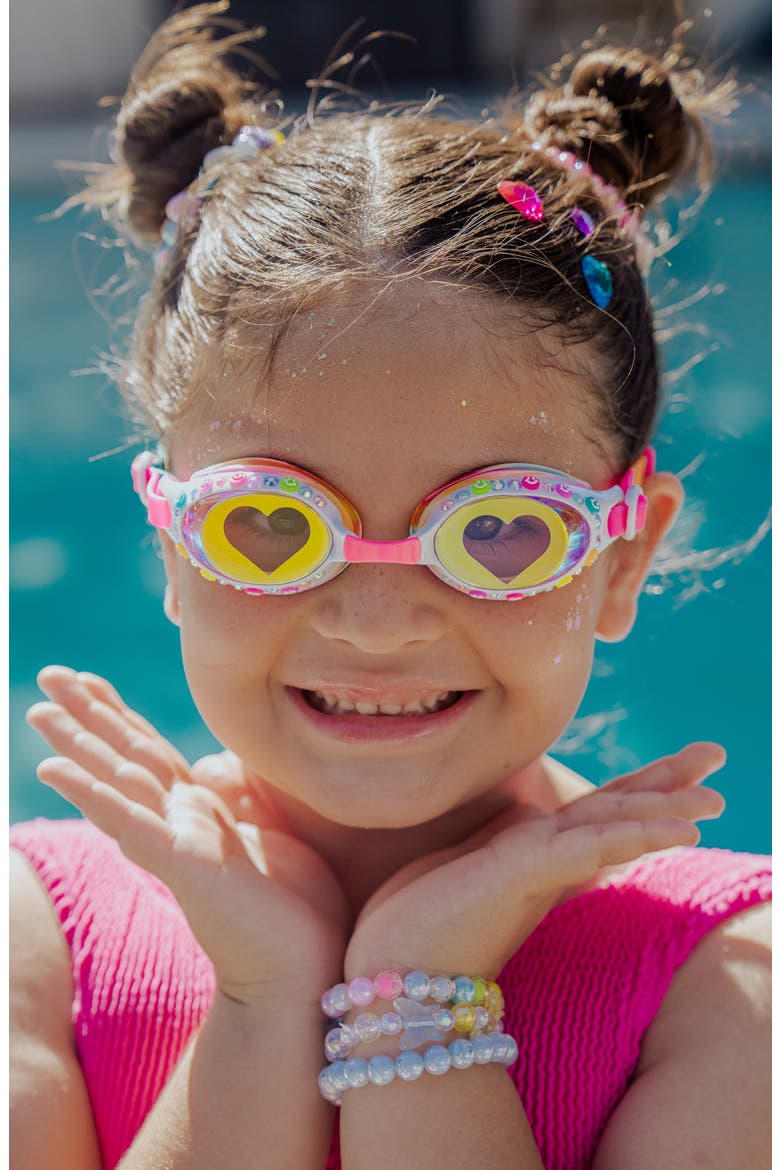 Kids' Smiley Heart Swim Goggles, Alternate, color, PINK