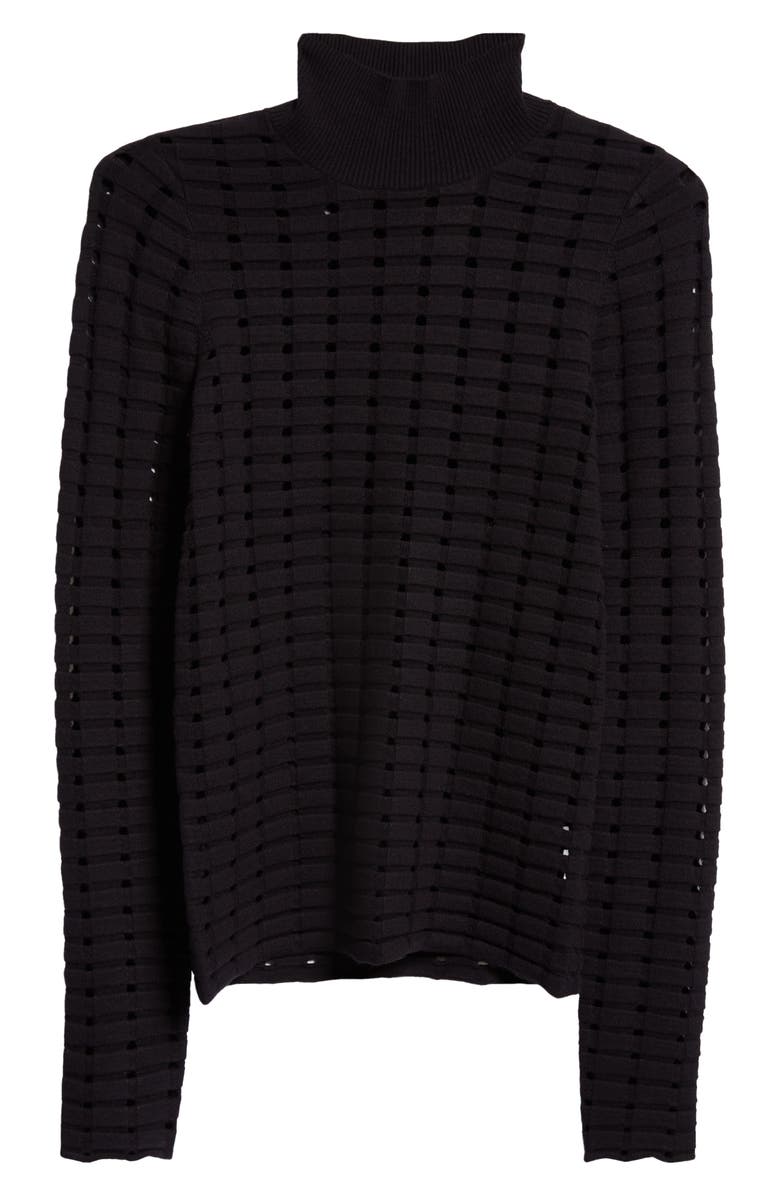 ST. JOHN Dimensional Pointelle Stitch Turtleneck Sweater, Alternate, color,