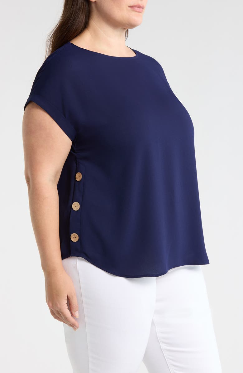 Jones New York Button Detail Top, Alternate, color, Pacific Navy
